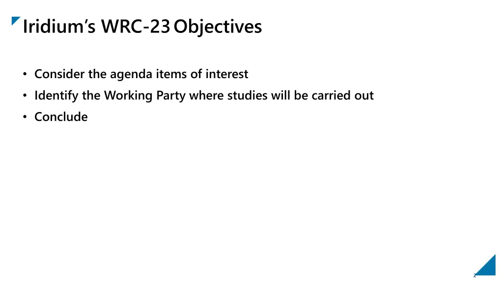 iridium s wrc 23objectives