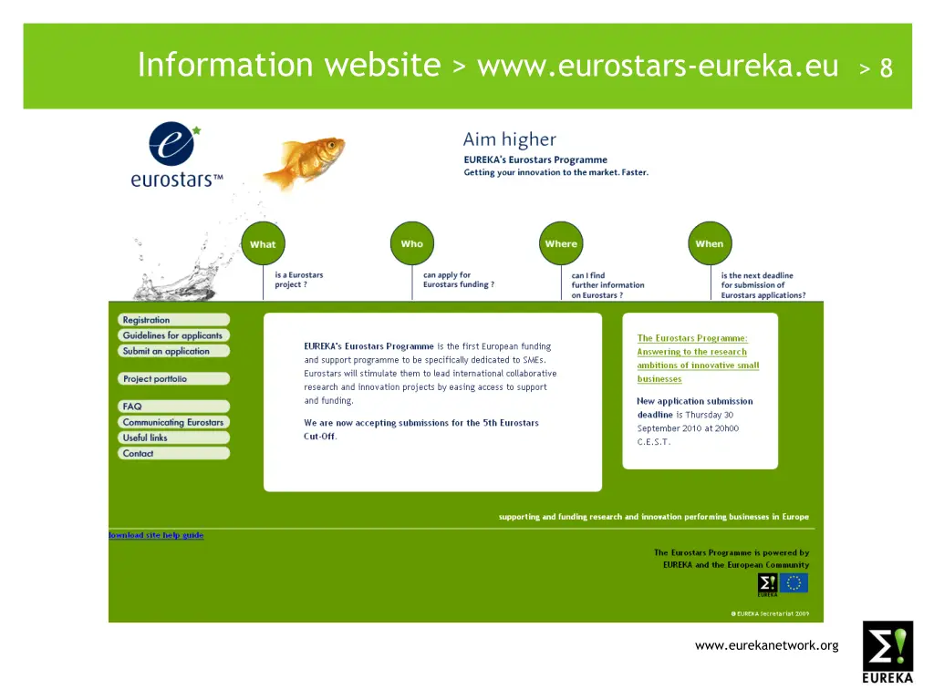 information website www eurostars eureka eu