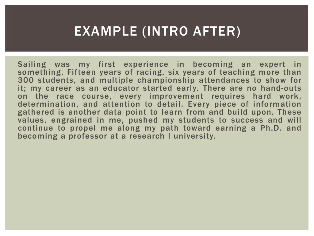 example intro after