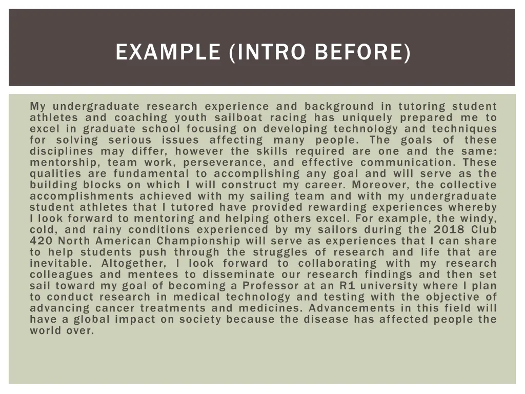 example intro before