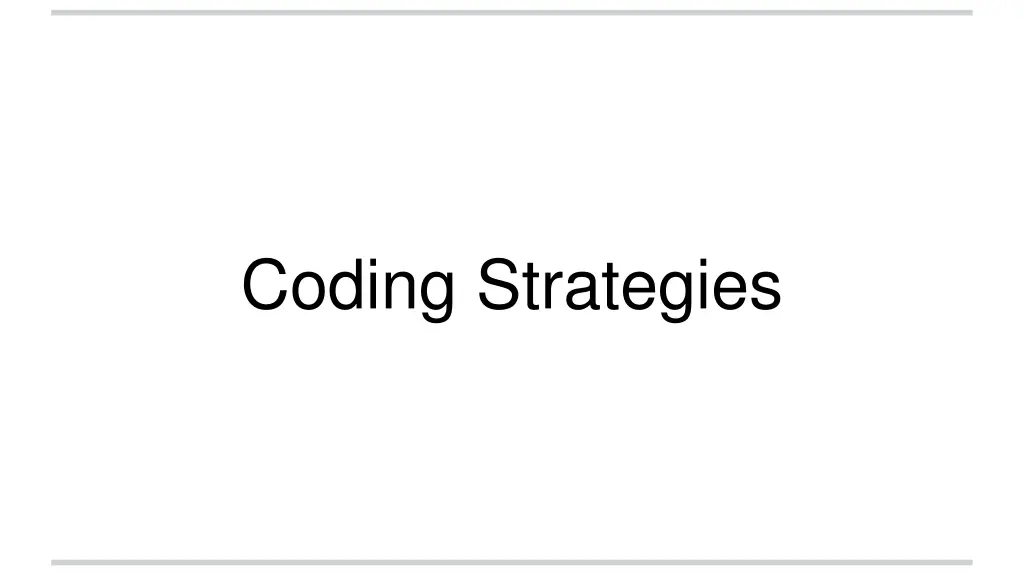 coding strategies