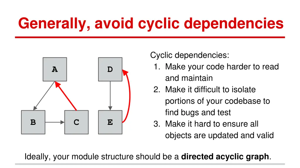 generally avoid cyclic dependencies