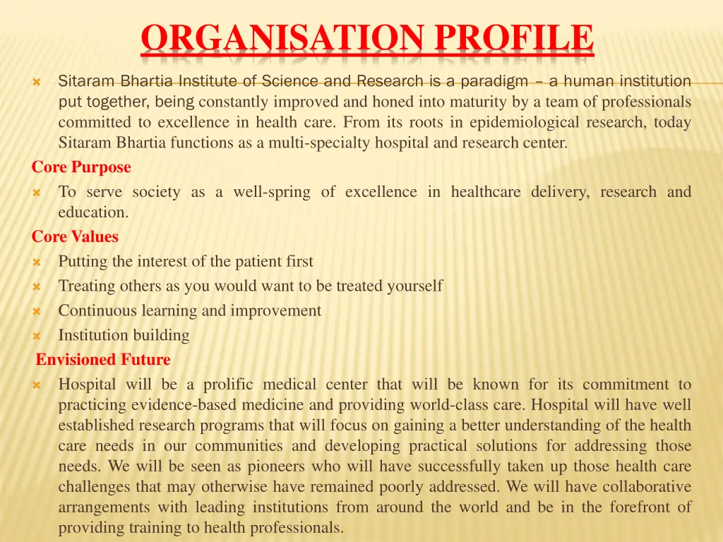 organisation profile