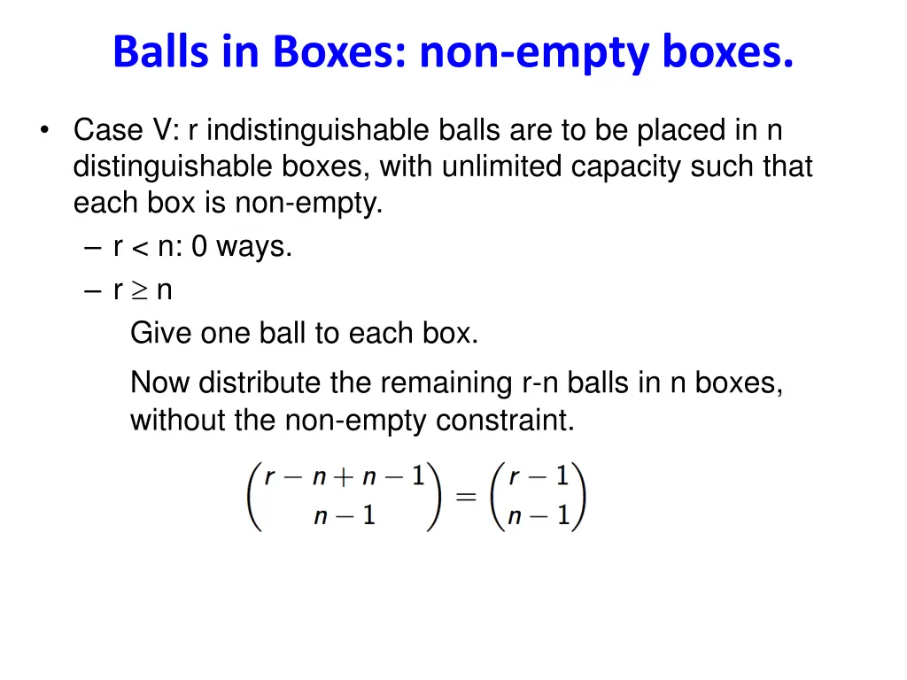 balls in boxes non empty boxes