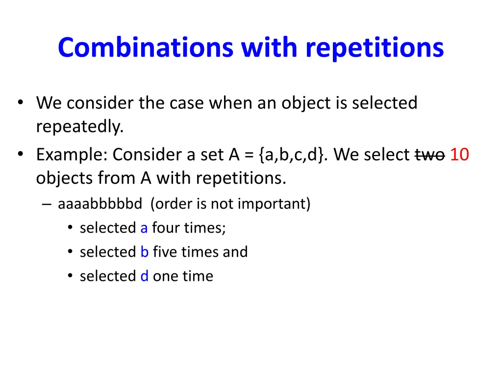 combinations with repetitions 1