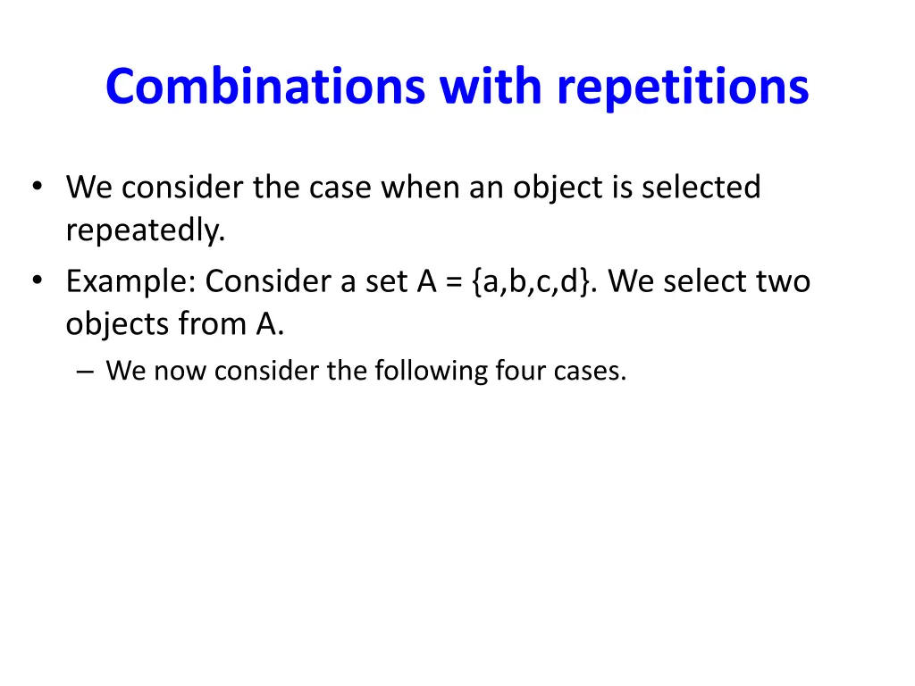 combinations with repetitions