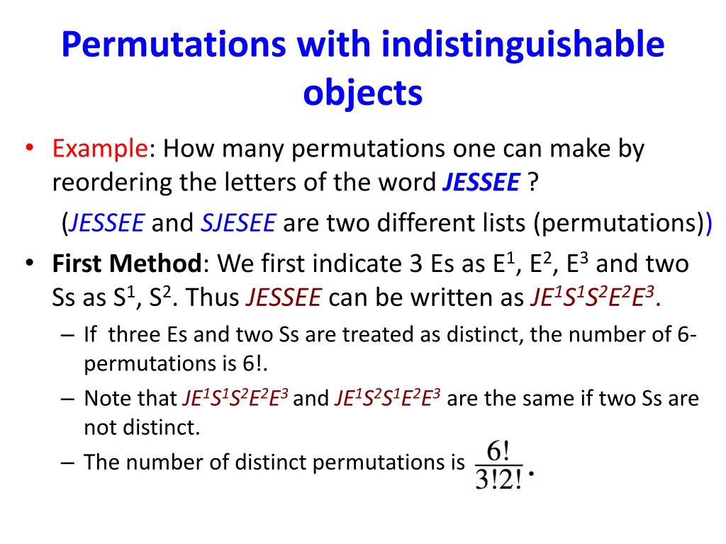 permutations with indistinguishable objects 2