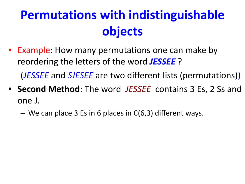 permutations with indistinguishable objects 4