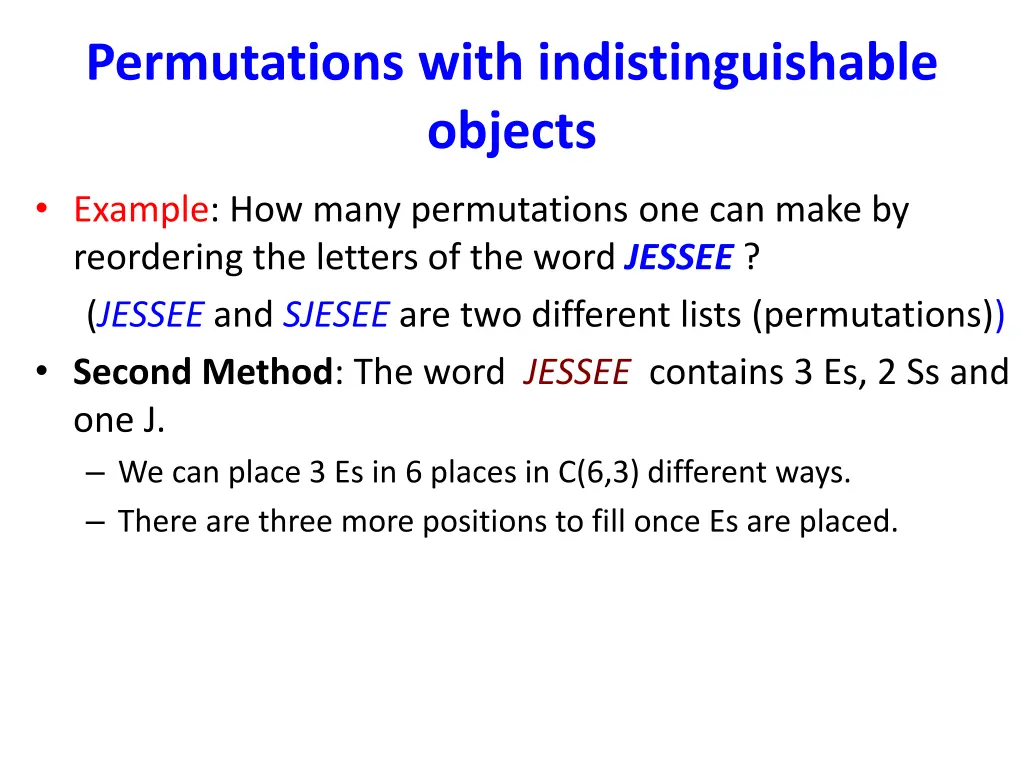 permutations with indistinguishable objects 5