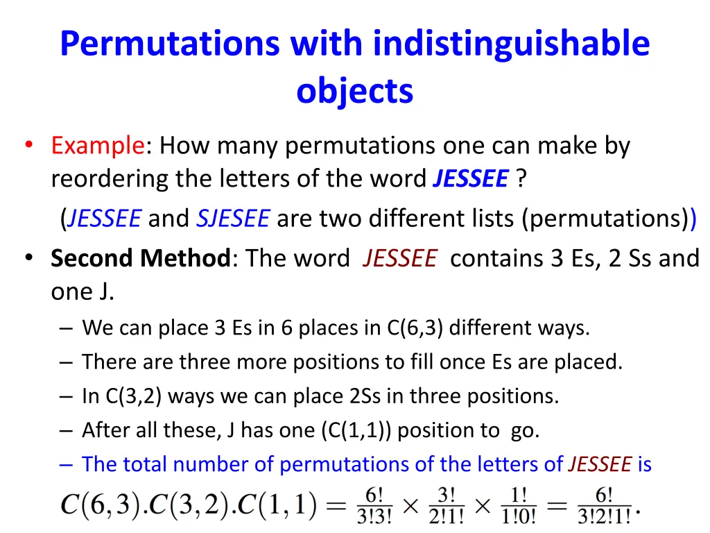 permutations with indistinguishable objects 7