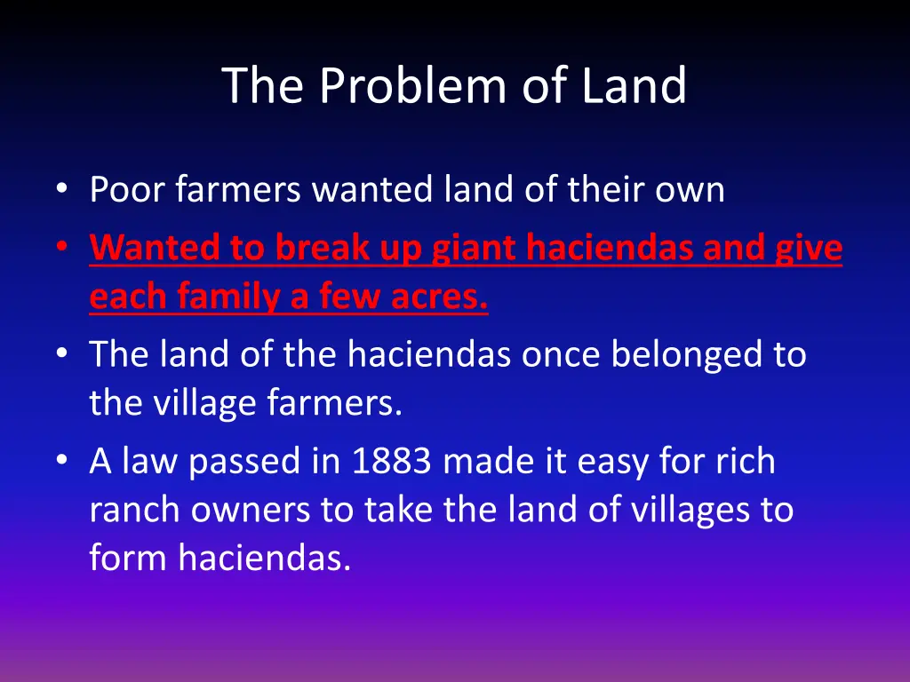 the problem of land