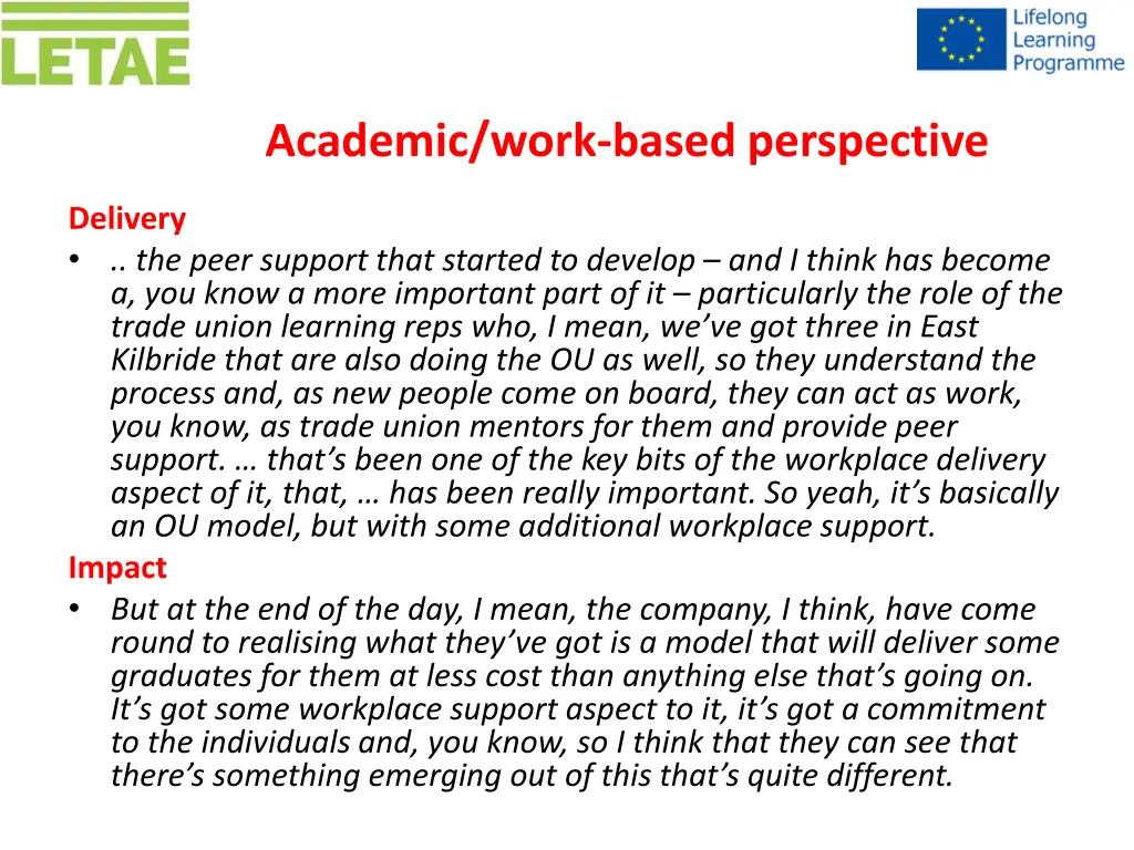 academic work based perspective