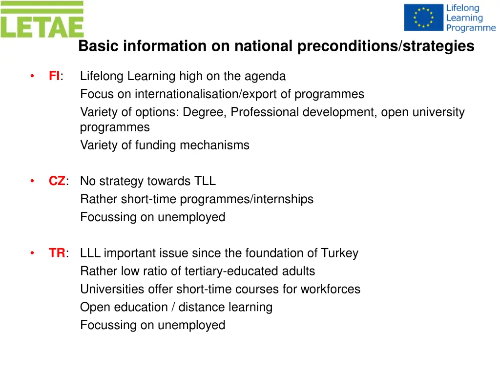 basic information on national preconditions 1