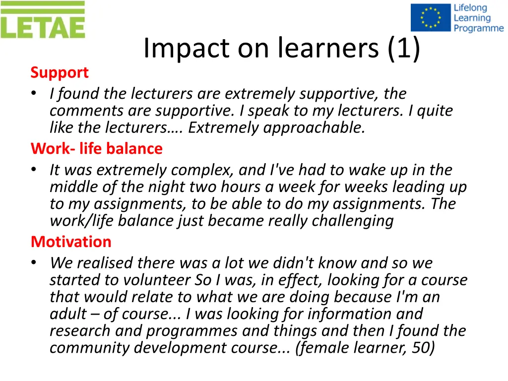 impact on learners 1