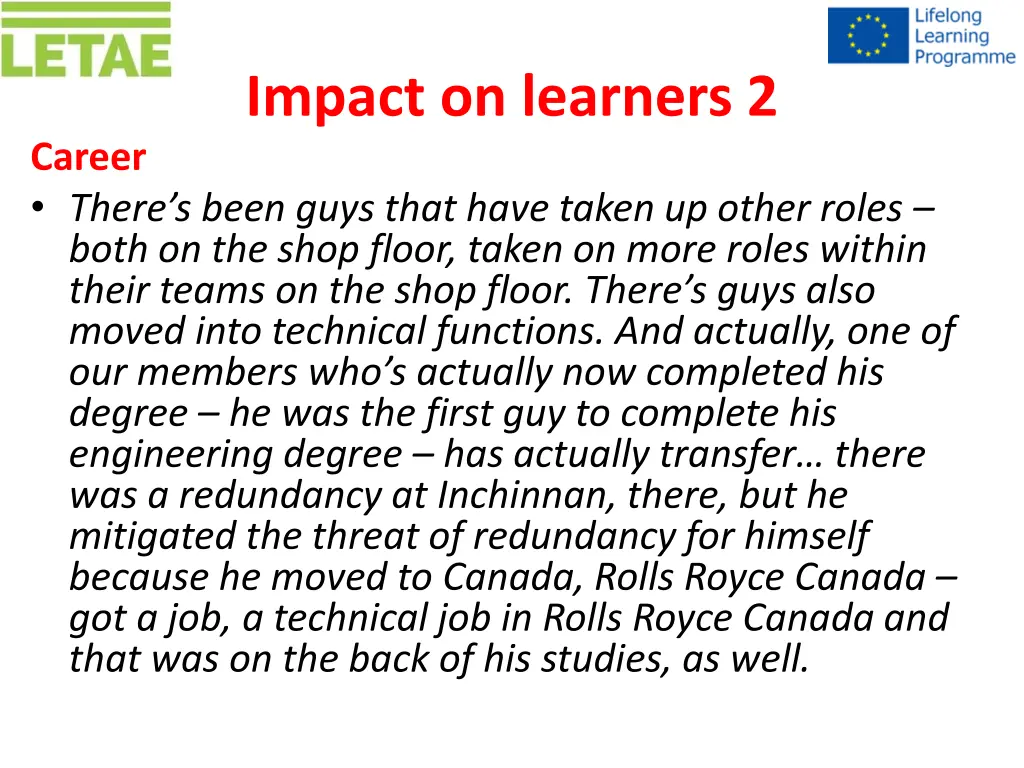 impact on learners 2 1