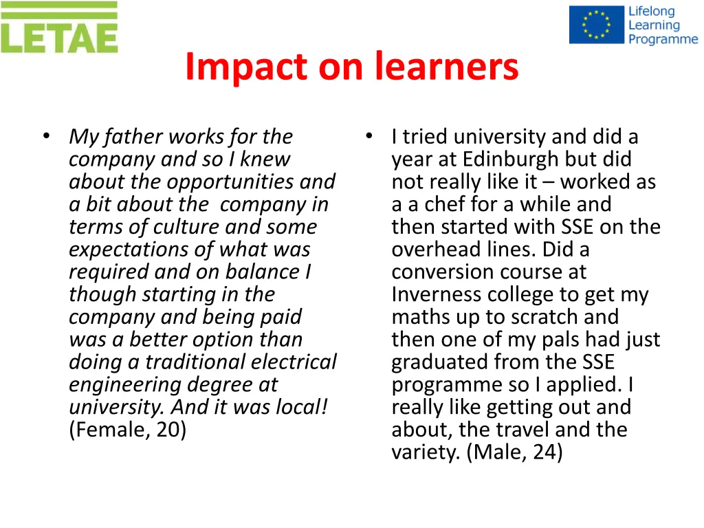 impact on learners 3