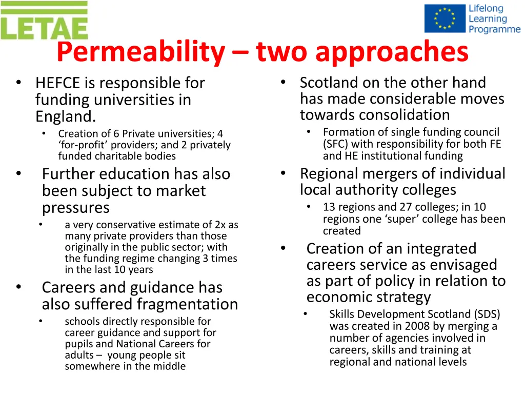 permeability two approaches hefce is responsible