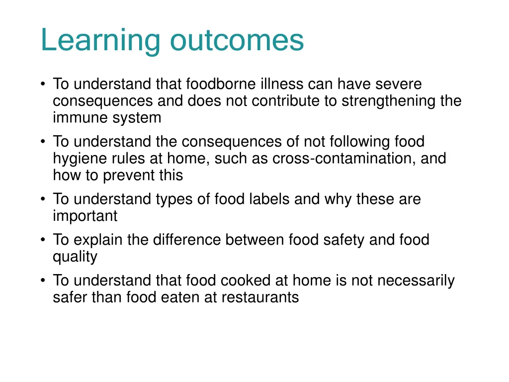 learning outcomes