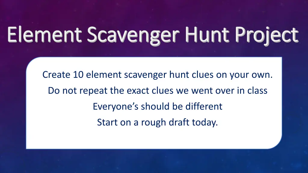 element scavenger hunt project element scavenger