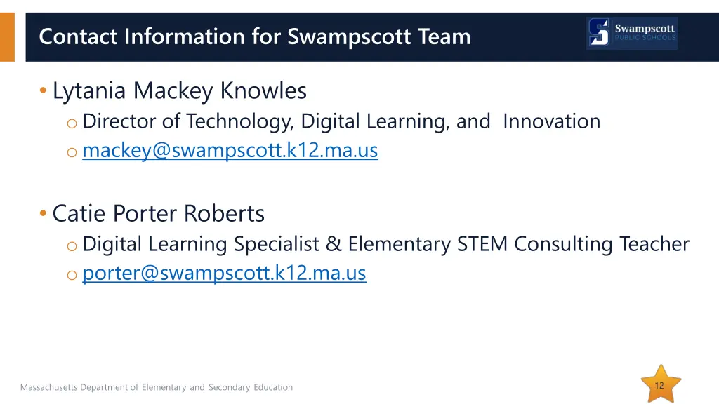 contact information for swampscott team