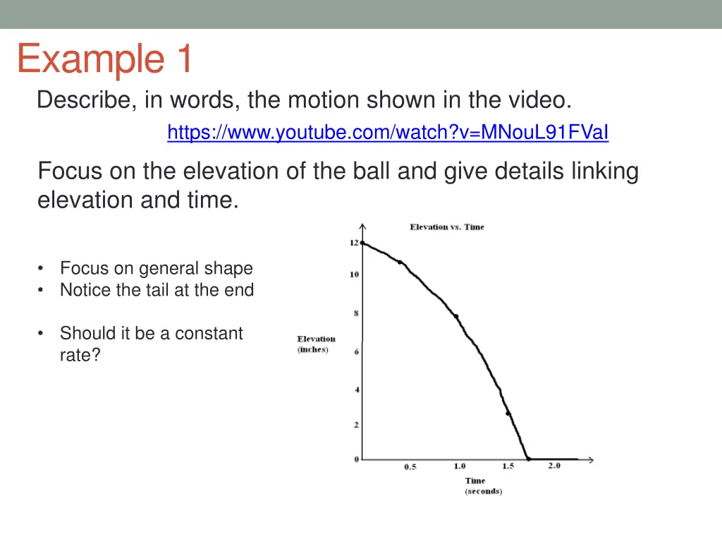 example 1 describe in words the motion shown