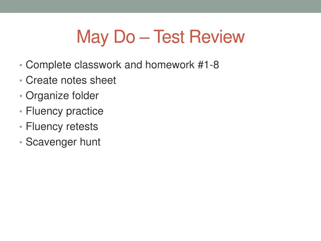 may do test review