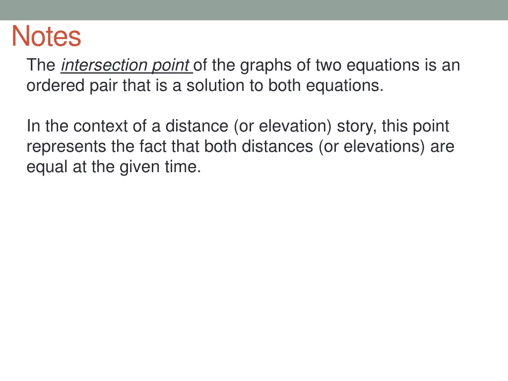 notes the intersection point of the graphs