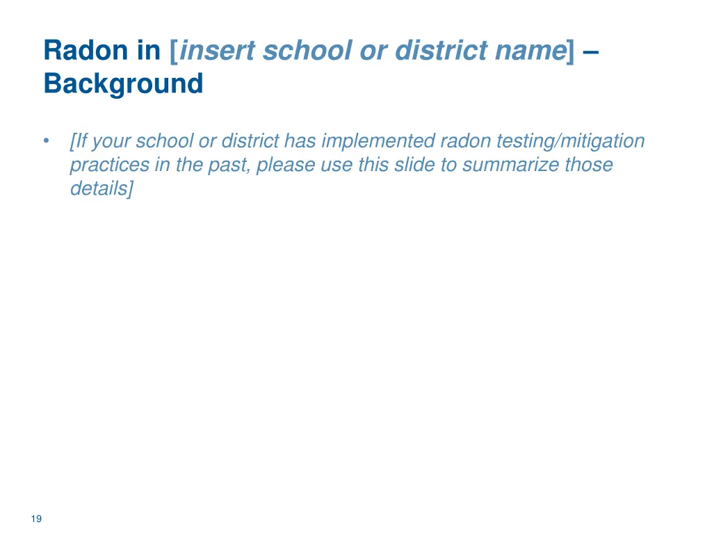 radon in insert school or district name background