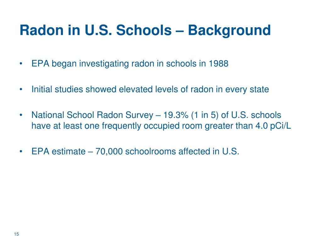 radon in u s schools background