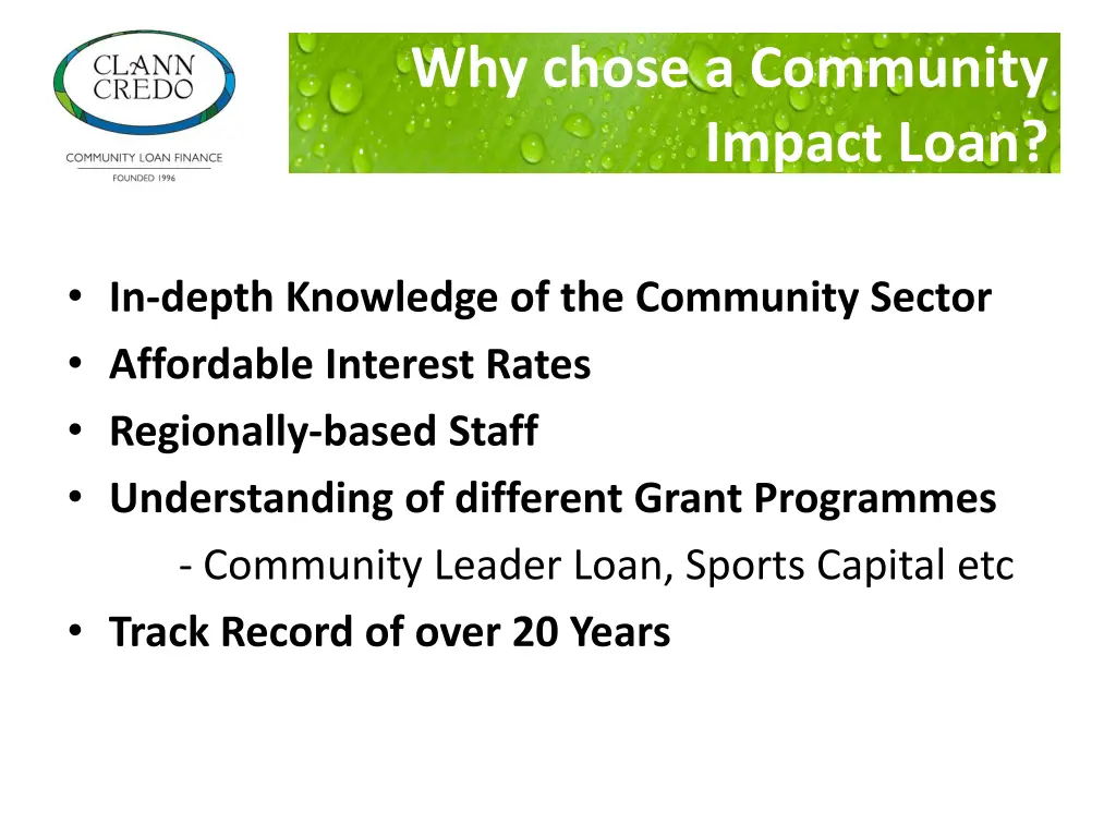 why chose a community impact loan