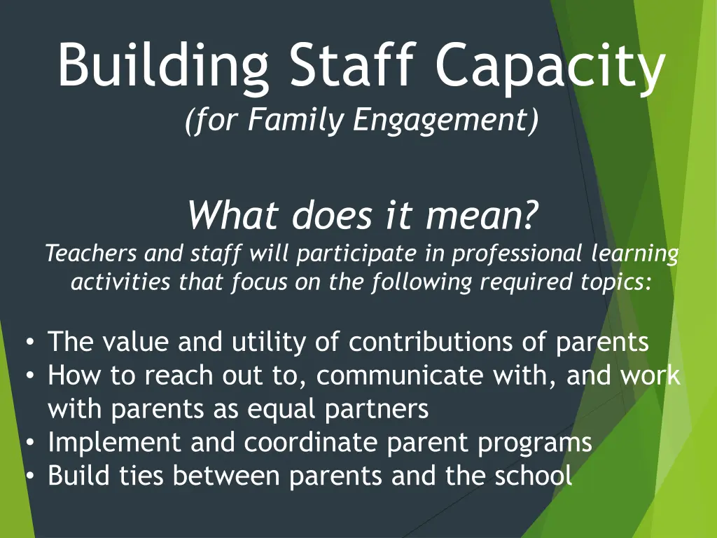 building staff capacity for family engagement