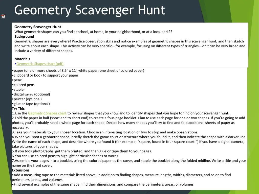 geometry scavenger hunt