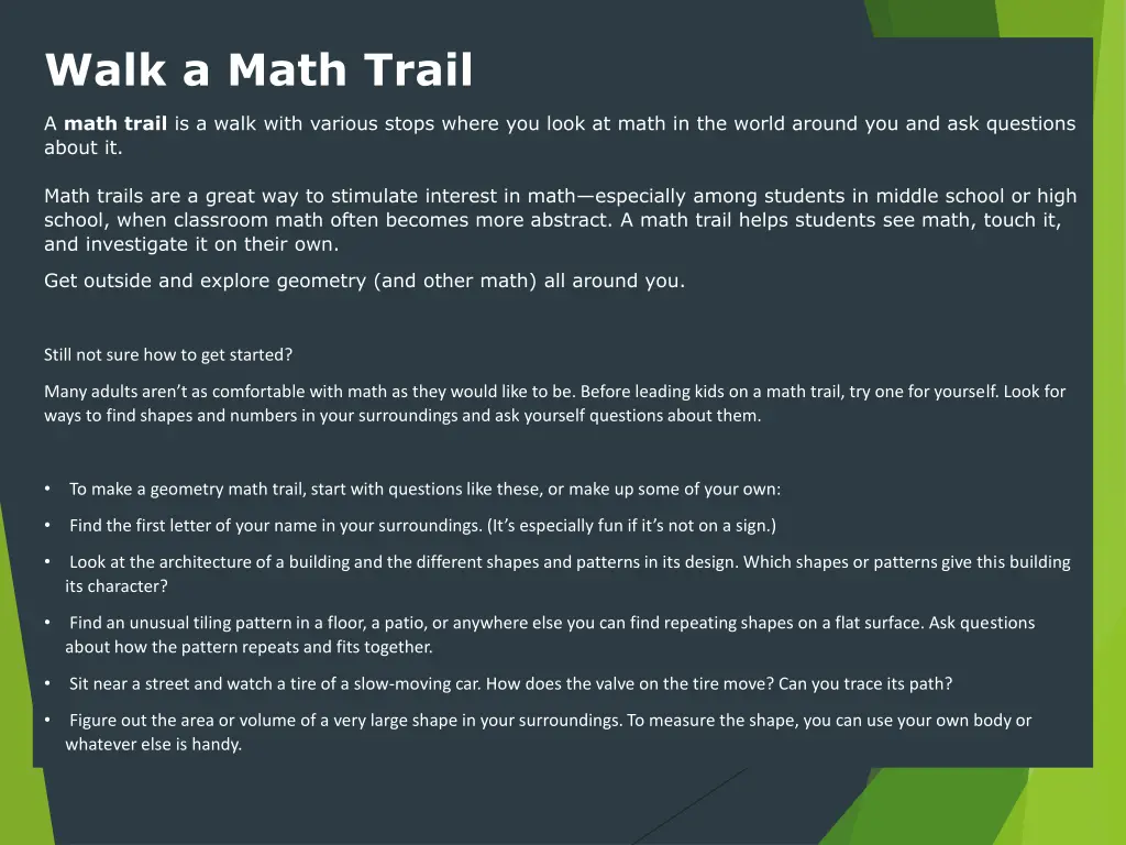 walk a math trail