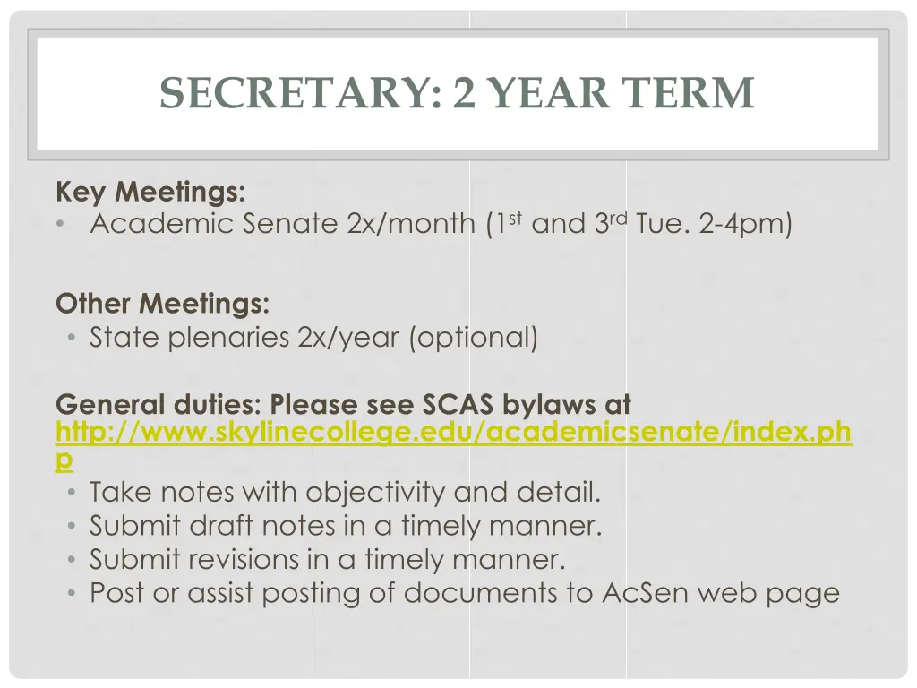 secretary 2 year term