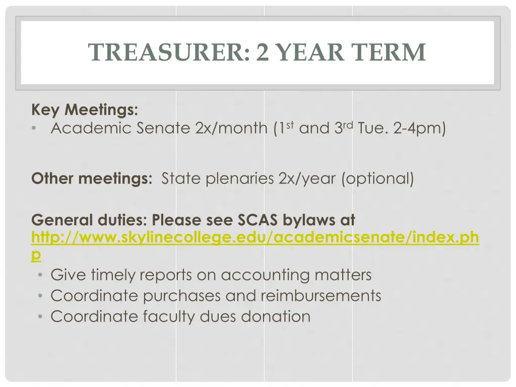 treasurer 2 year term