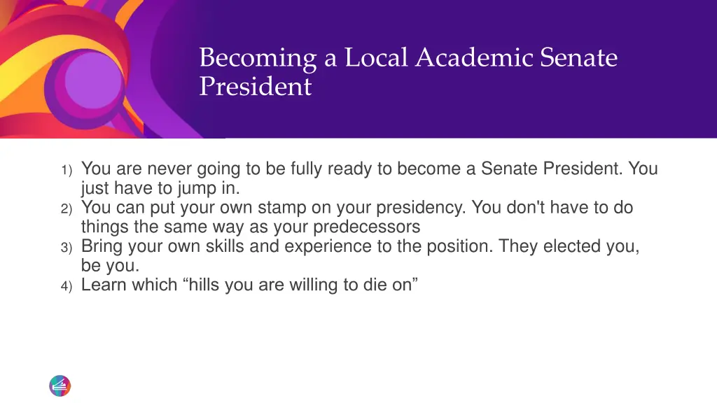 becoming a local academic senate president