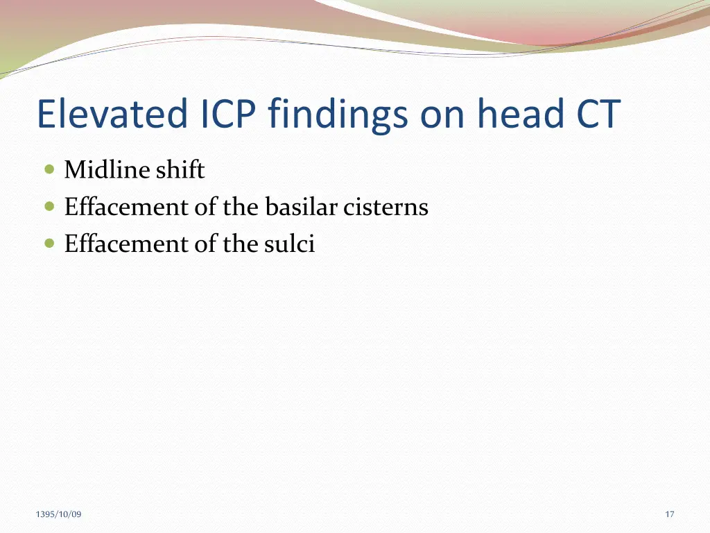 elevated icp findings on head ct