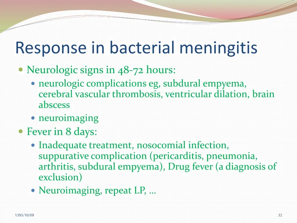 response in bacterial meningitis