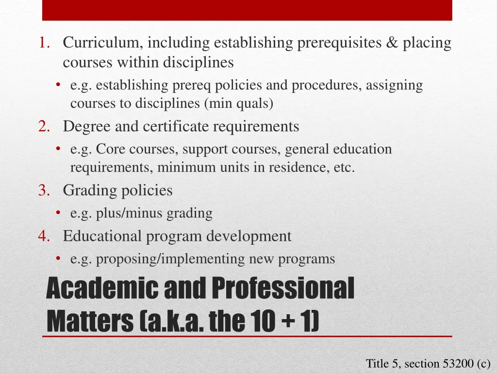 1 curriculum including establishing prerequisites