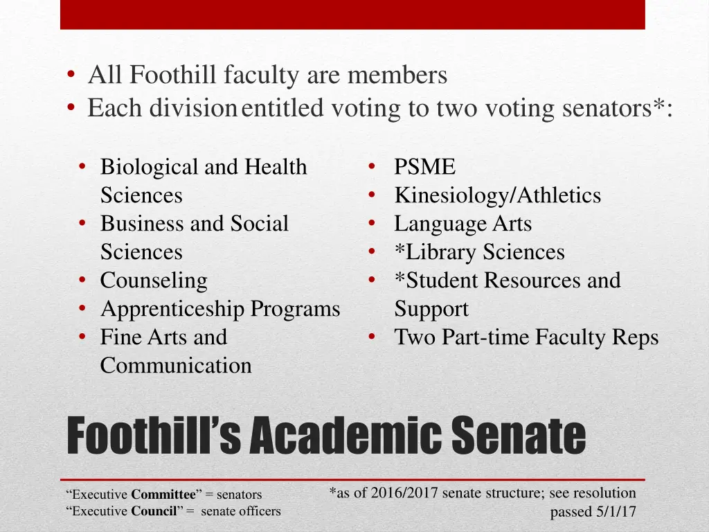 all foothill faculty are members each division