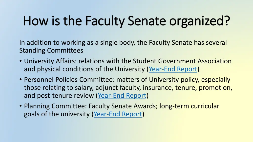 how is the faculty senate organized