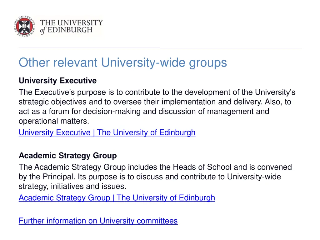 other relevant university wide groups