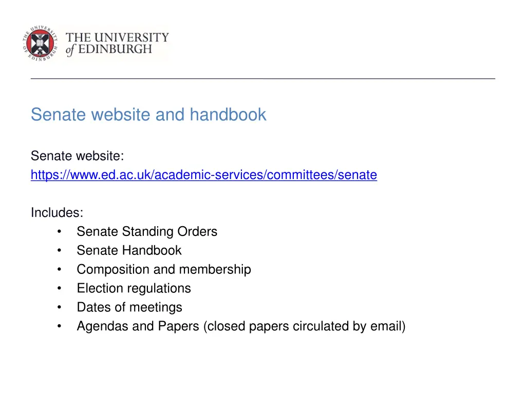 senate website and handbook