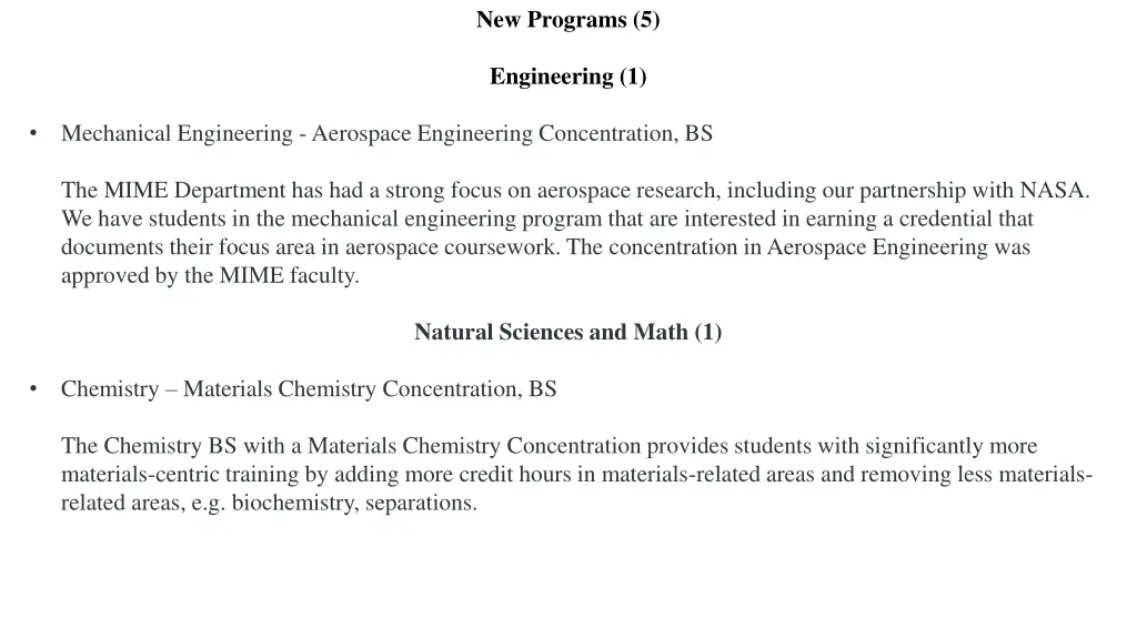 new programs 5