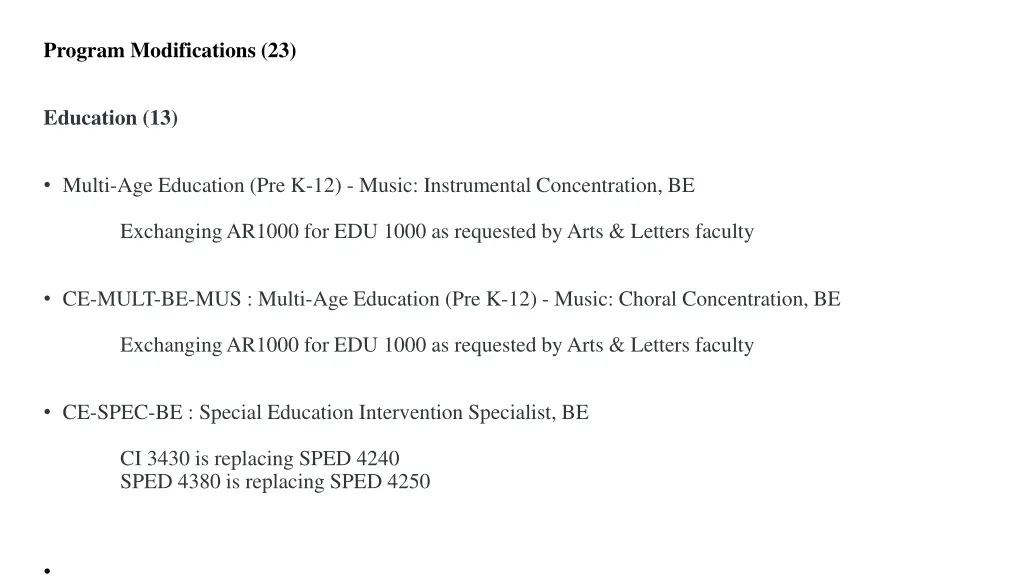 program modifications 23