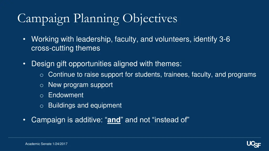 campaign planning objectives