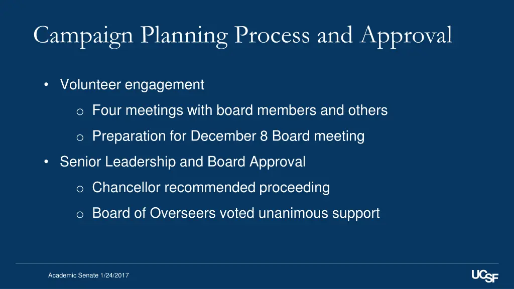 campaign planning process and approval