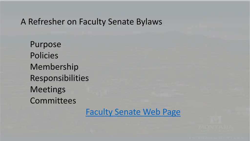 a refresher on faculty senate bylaws purpose