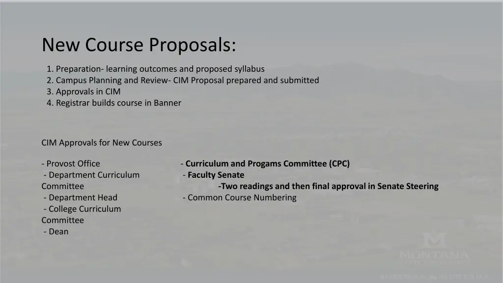 new course proposals