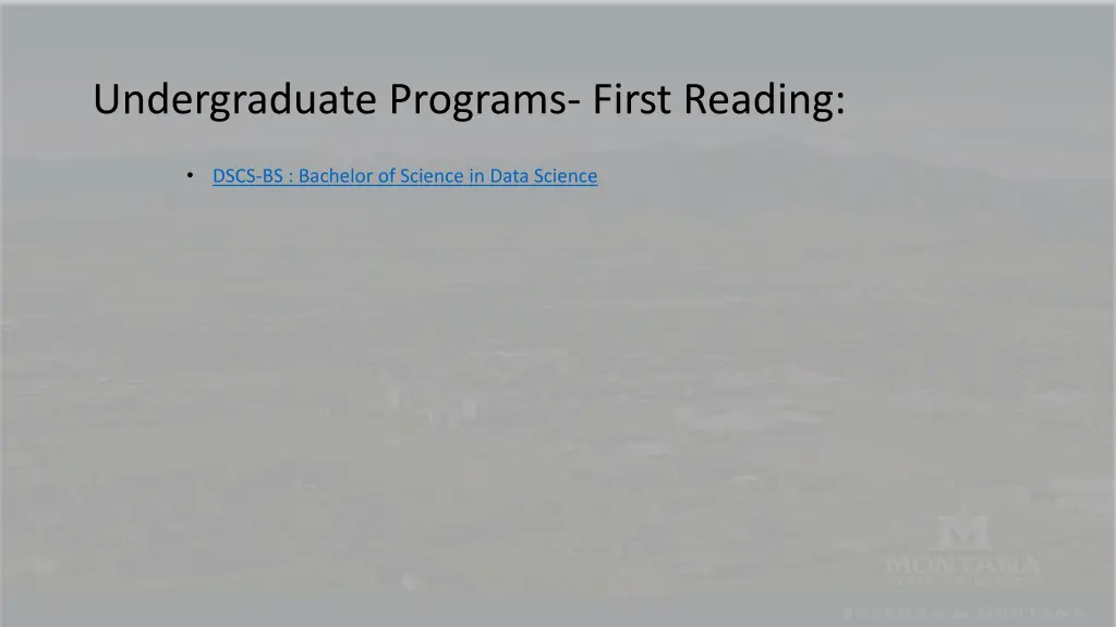 undergraduate programs first reading